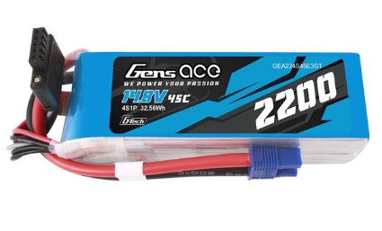 Gens Ace G-Tech 2200mAh 4S 14.8V 45C LiPo EC3 Plug