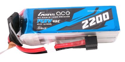 Gens Ace G-Tech 2200mAh 4S 14.8V 45C LiPo Universal Plug