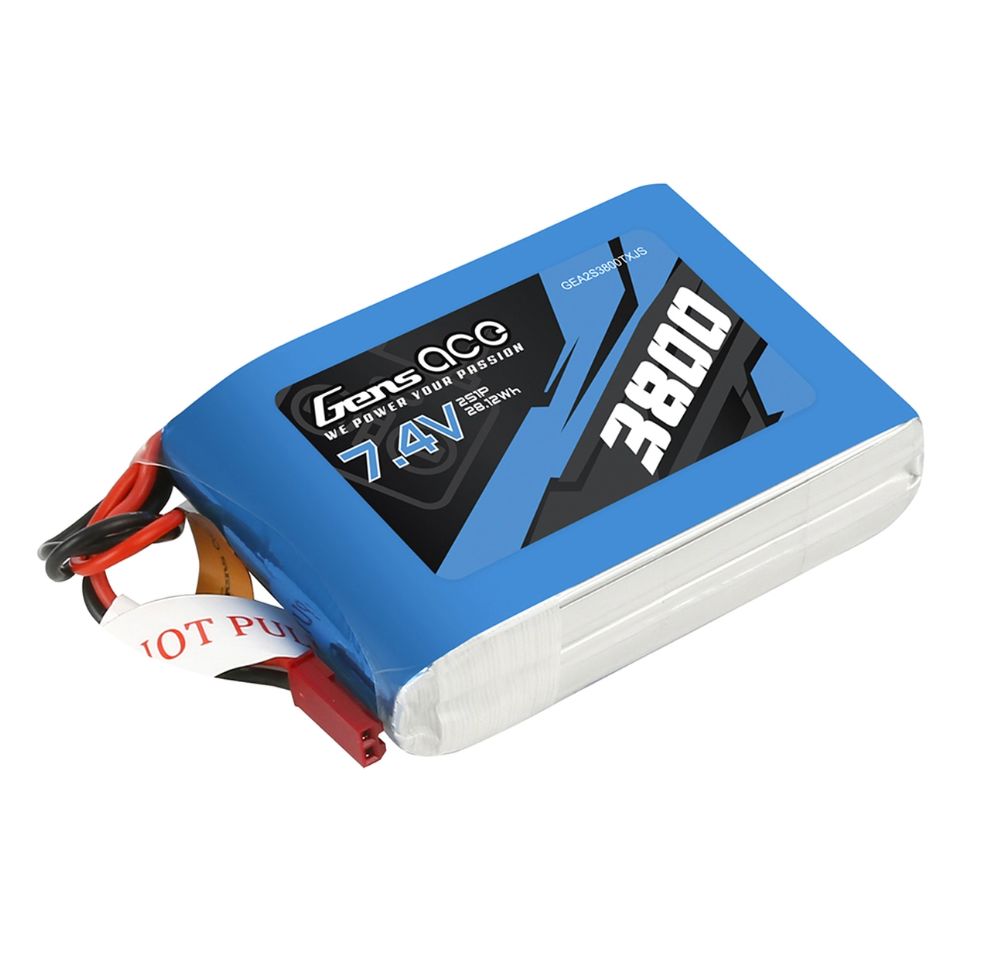 Gens Ace - 1116 - 3800mAh 2S1P 7.4V LiPo JST-SYP Plug Soft Case TX Pack for QX7 70x52x19mm