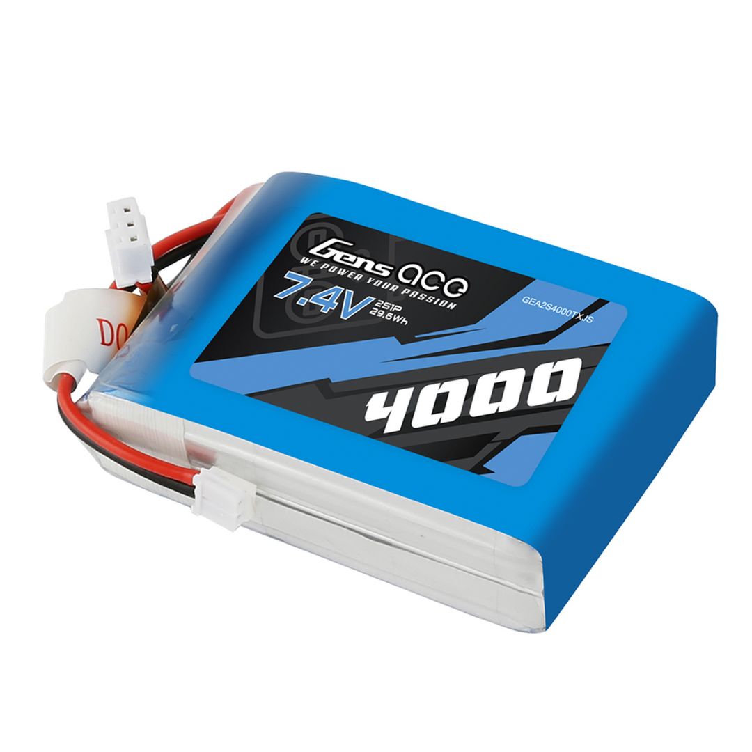 Gens Ace - 1117 - 4000mAh 2S1P 7.4V Transmitter LiPo JST-EHR Plug Soft Case 72x52x20mm