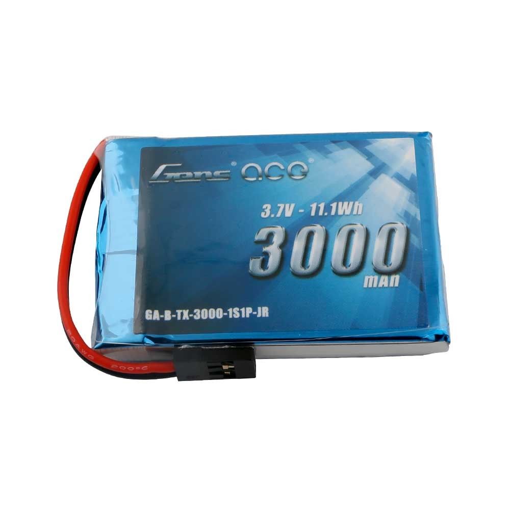 Gens Ace - 865 - 3000mAh 1S1P 3.7V Transmitter LiPo Soft Case JR-3P Plug 64x43x10mm