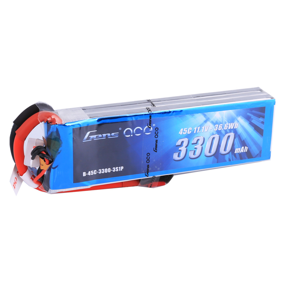 Gens Ace - 205 - 3300mAh 3S1P 11.1V 45C LiPo Deans Plug Soft Case 136x42x23mm