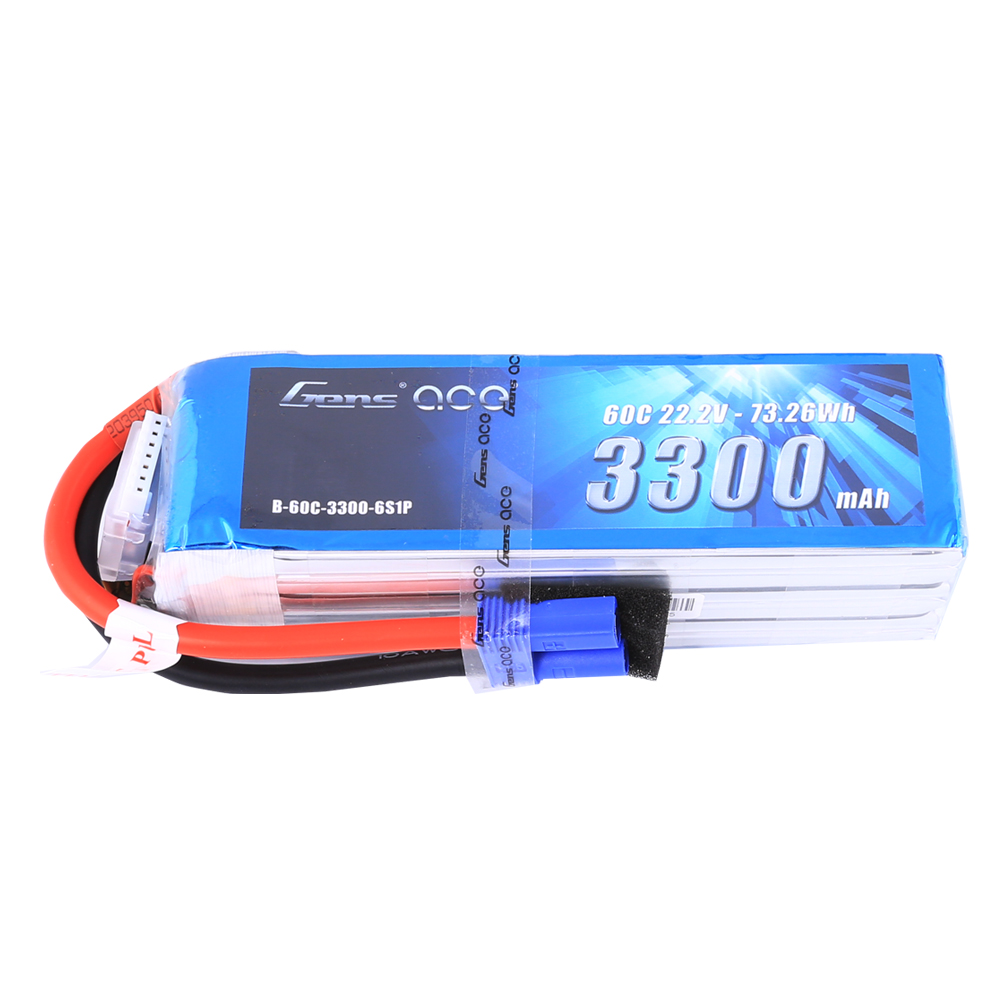 Gens Ace - 183 - 3300mAh 22.2V 60C 6S1P LiPo EC5 Plug Soft Case 138x42x43mm