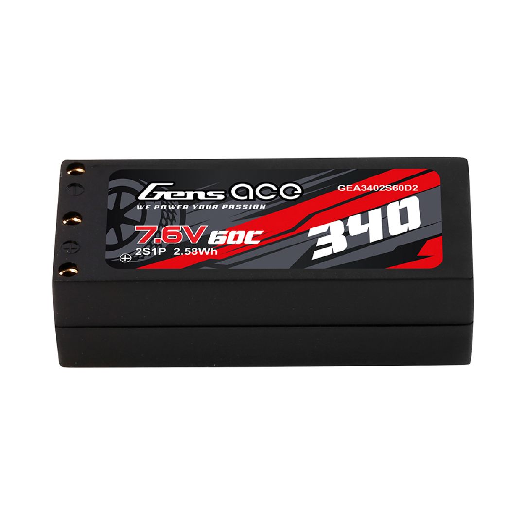 Gens Ace 340mAh 2S 7.6V 60C HV Lipo Battery with XT60 Plug