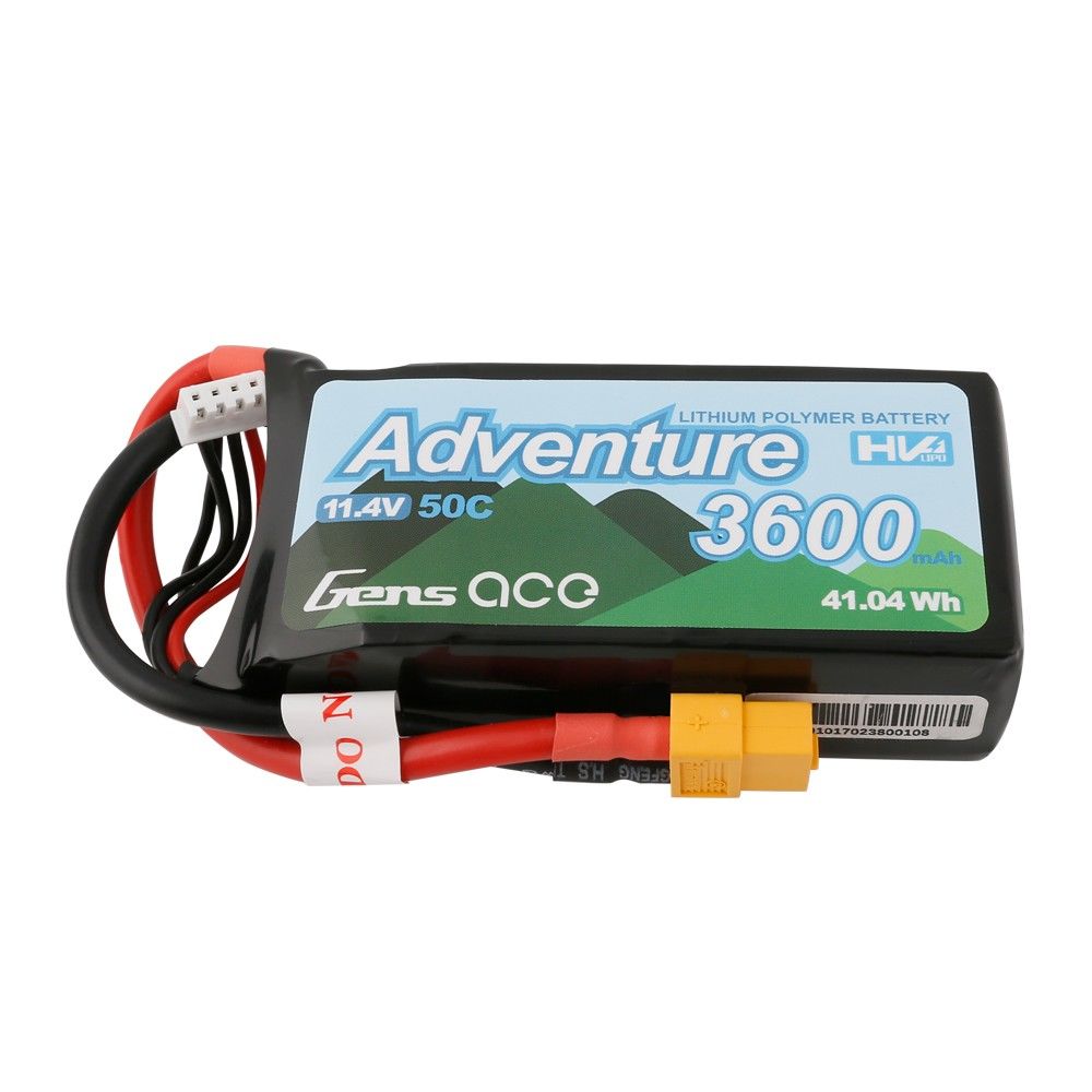 Gens Ace - 842 - Adventure 3600mAh 3S1P 11.4V 50C Lipo Battery with XT60 Plug for RC Crawler 90x42.5x25mm
