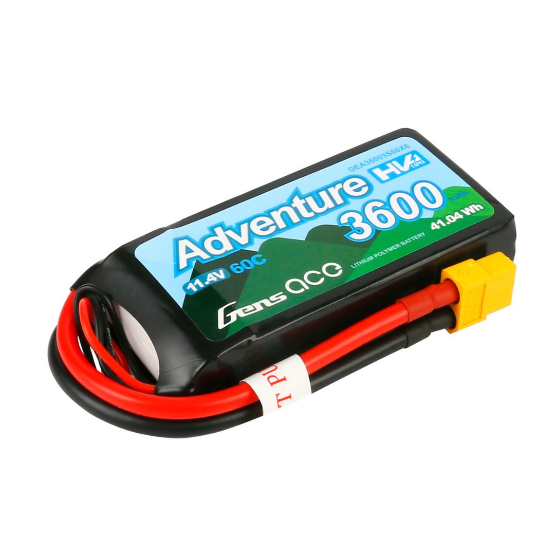 Gens Ace - 1079 - Adventure 3600mAh 3S1P 11.4V 60C Lipo Battery with XT60 Plug for RC Crawler 90x42.5x25mm