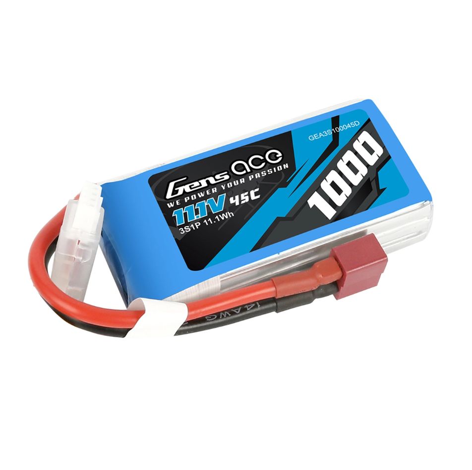 Gens Ace 1000mAh 3S1P 11.1V 45C LiPo Deans Plug Soft Case - Click Image to Close