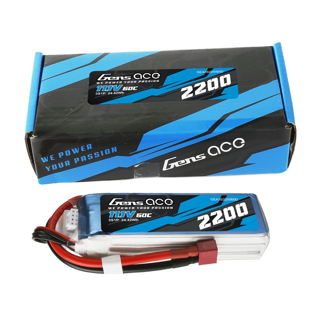 Gens Ace 2200mAh 3S1P 11.1V 60C LiPo Deans Plug Soft Case
