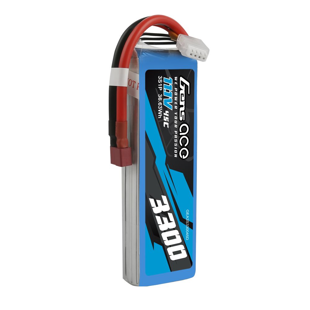 Gens Ace 3S 3300mAh 45C LiPo Battery - Deans Plug - Click Image to Close