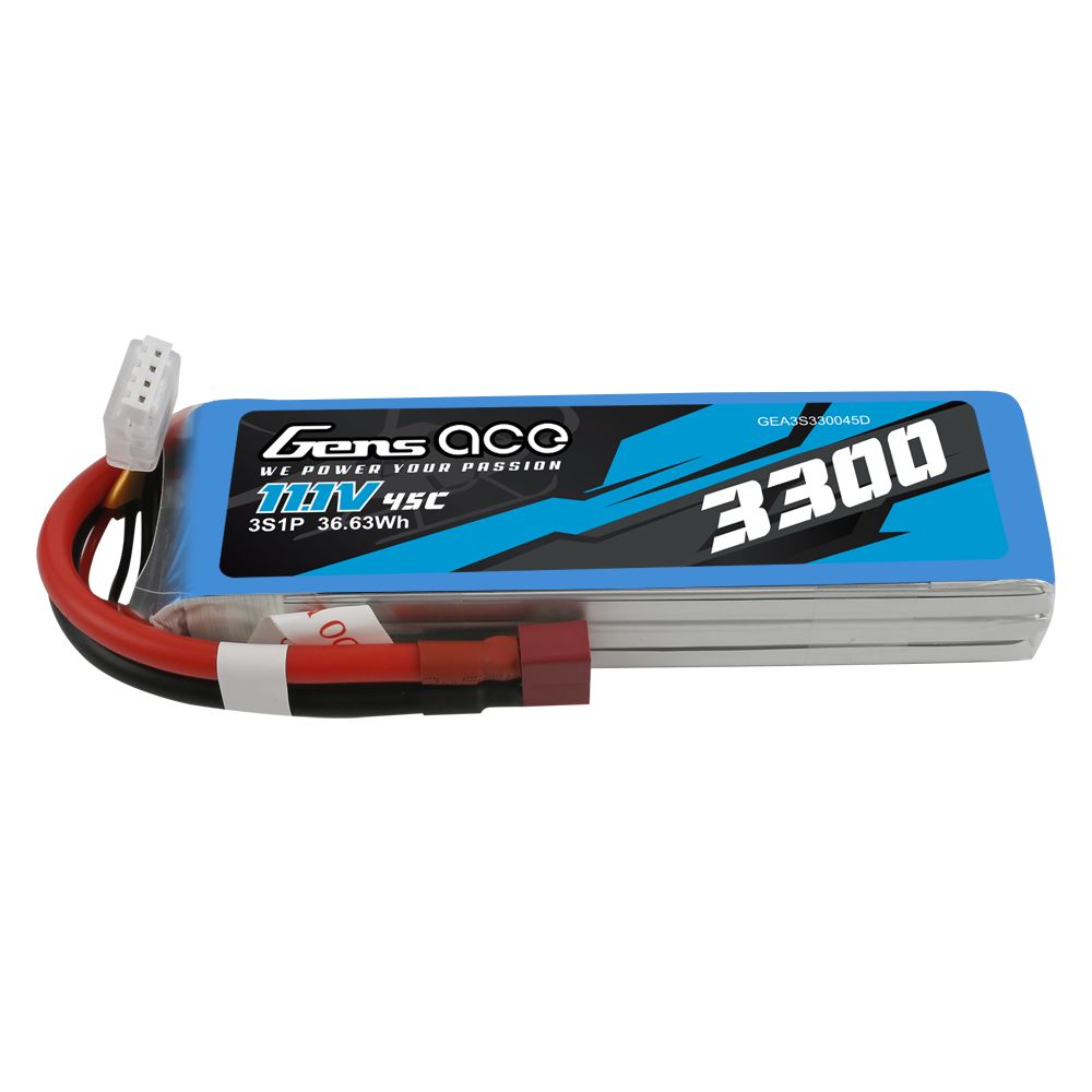 Gens Ace 3S 3300mAh 45C LiPo Battery - Deans Plug - Click Image to Close