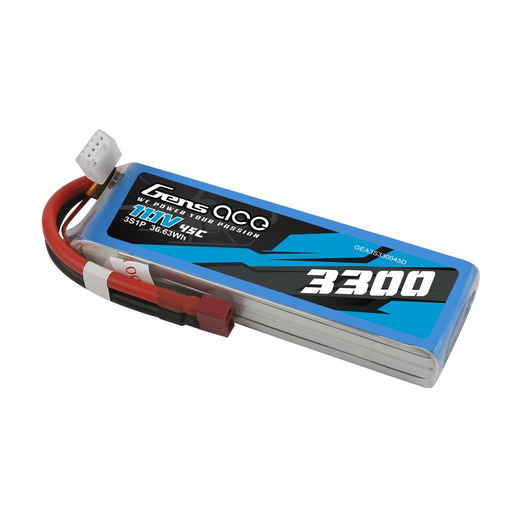 Gens Ace 3S 3300mAh 45C LiPo Battery - Deans Plug