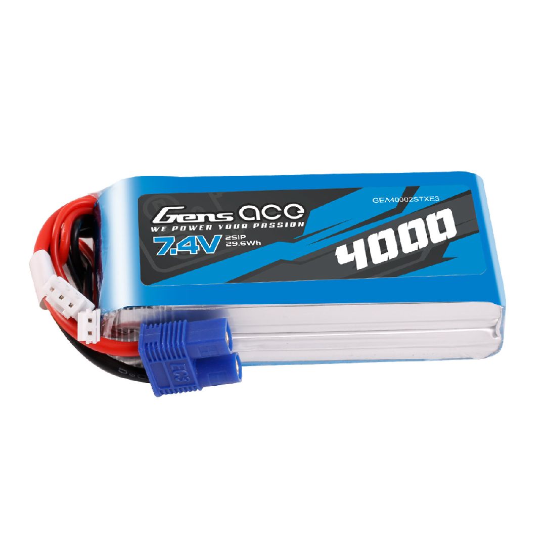 Gens Ace 4000mAh 2S 7.4V TX Lipo Battery Pack with EC3 Plug