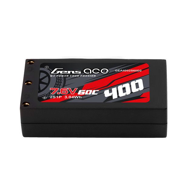 Gens Ace 400mAh 2S 60C 7.6V HV Hardcase Lipo w/ XT-60 Plug
