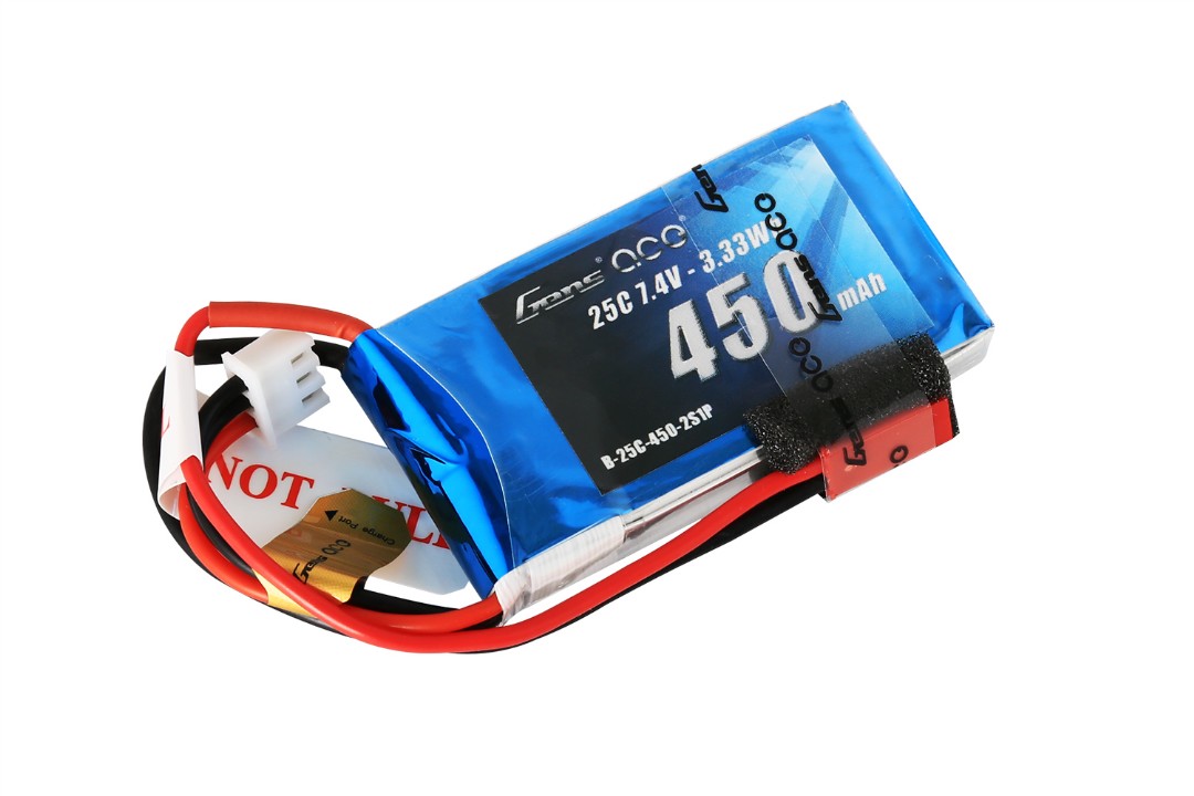 Gens Ace - 004 - 450mAh 2S1P 7.4V 25C LiPo JST Plug Soft Case 56x31x11mm