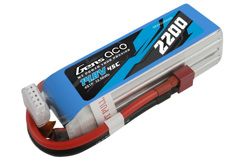 Gens Ace 4S 2200mAh 45C LiPo Battery - Deans Plug