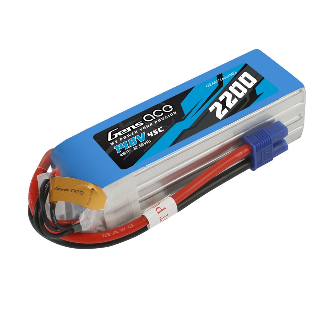 Gens Ace 2200mAh 4S1P 14.8V 45C LiPo EC3 Plug Soft Case