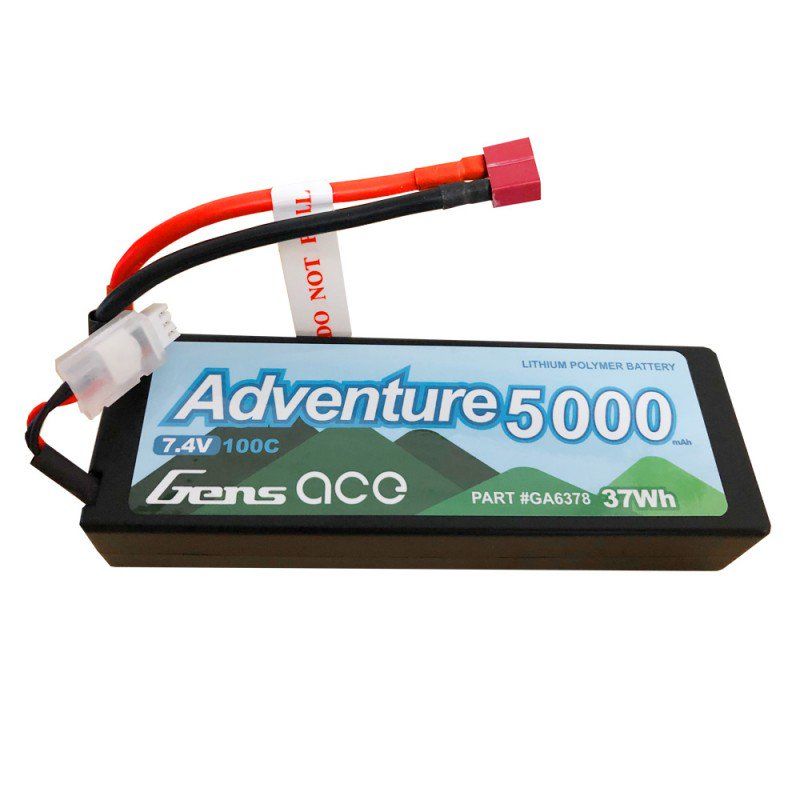 Gens Ace - 637 - Adventure 5000mAh 7.4V 100C 2S1P Hard Case Lipo Battery Pack with Deans Plug 138x47x25mm