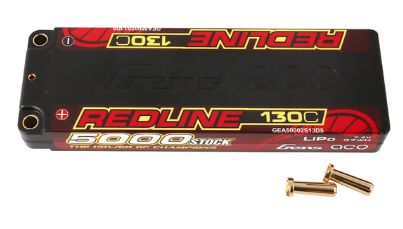 Gens Ace - 1701 - Redline Series 5000mAh 2S1P 7.4V 130C LiPo Battery Pack with 5.0mm Bullet (138x46x18mm +/- Manufacturer's Specifications)