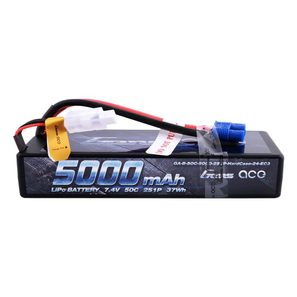 Gens Ace - 504 - 5000mAh 2S1P 7.4V 50C Lipo EC3 Plug Hard Case 138.5x47x25mm
