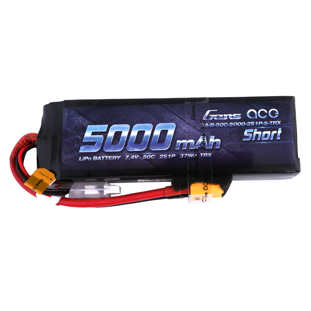 Gens Ace - 307 - 5000mAh 2S1P 7.4V 50C LiPo XT60 Plug Soft Case 136.5x43.3x21.3mm
