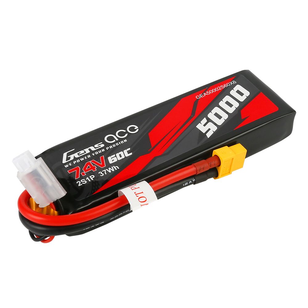 Gens Ace 2S 5000mAh 60C LiPo Battery - XT60 Plug