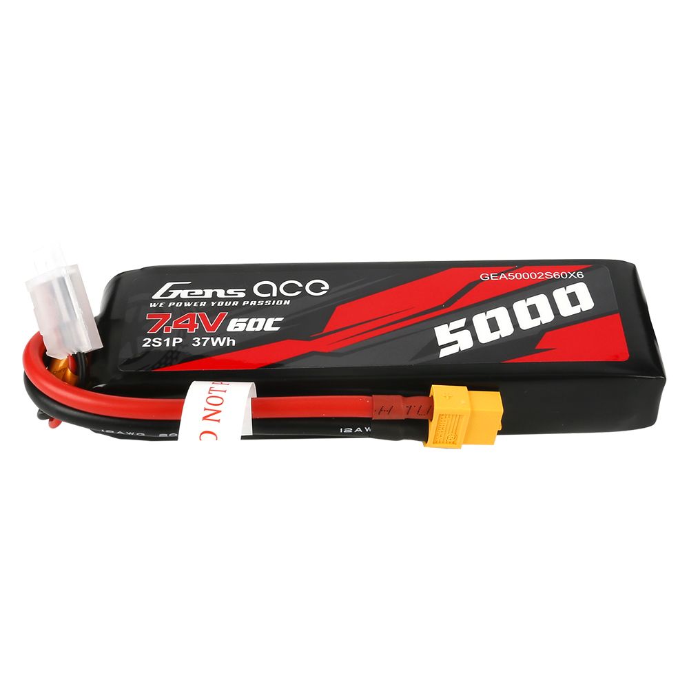 Gens Ace 2S 5000mAh 60C LiPo Battery - XT60 Plug