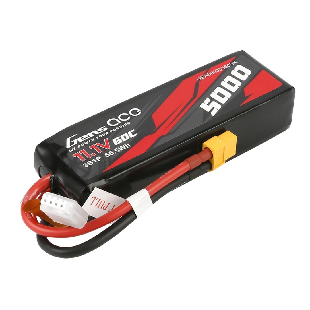 Gens Ace - 1107 - 5000mAh 3S1P 11.1V 60C LiPo XT60 plug Soft Case 139x42.8x32mm
