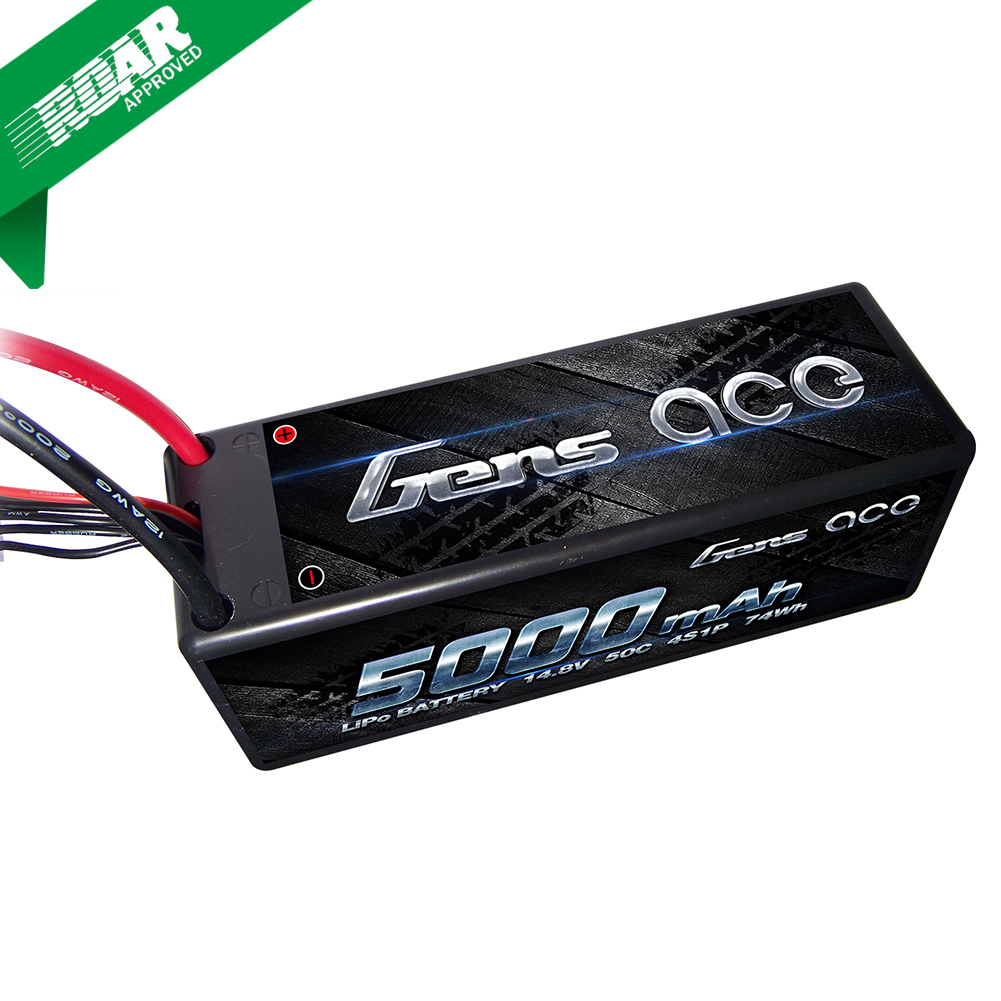 Gens Ace - 031 - 5000mAh 4S1P 14.8V 50C LiPo Deans Plug Hard Case 138x46x50mm