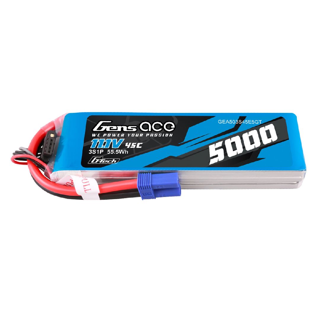 Gens Ace - 1839 - G-Tech 5000mAh 3S1P 45C 11.1V LiPo Battery Pack With EC5 Plug