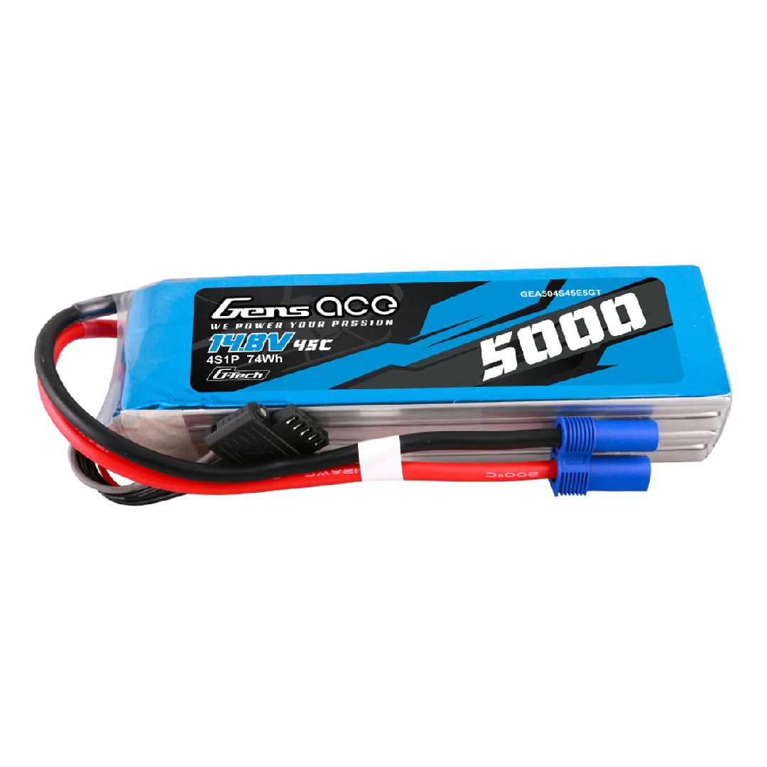 Gens Ace G-Tech 5000mAh 45C 4S1P 14.8V LiPo Pack With EC5 Plug