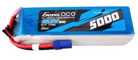 Gens Ace G-Tech 5000mAh 6S 22.2V 60C LiPo EC5 Plug - Click Image to Close