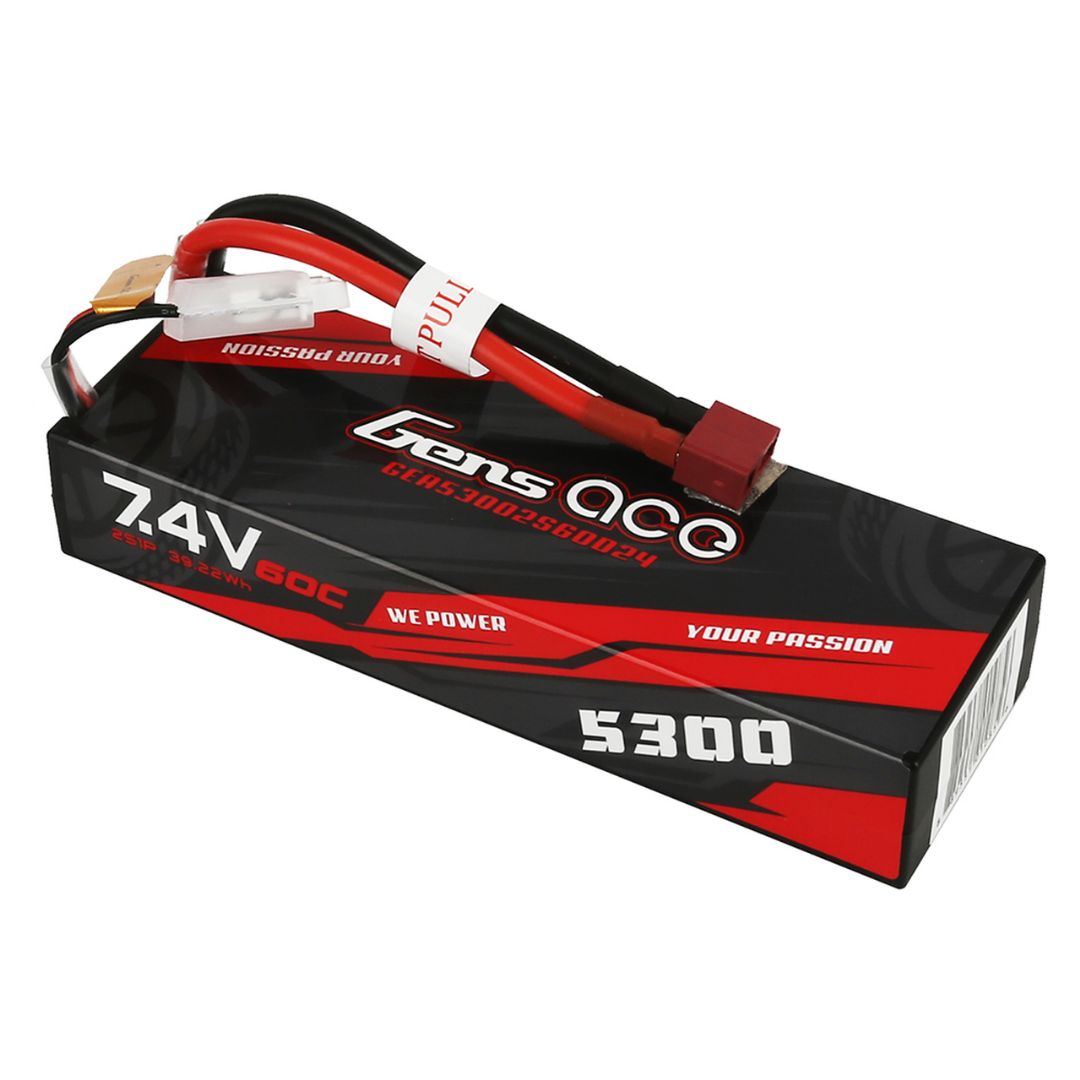 Gens Ace - 1085 - 5300mAh 2S1P 7.4V 60C LiPo Deans Plug Hard Case 138.5x47x25.5mm