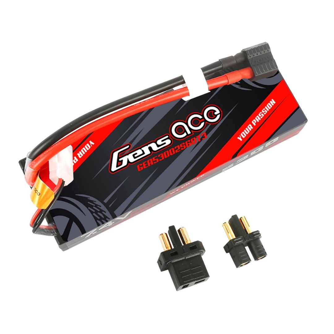 Gens Ace - 1142 - 5300mAh 7.4V 60C Hard Case LiPo Battery - EC3 And Deans Adapter 139x47x25mm