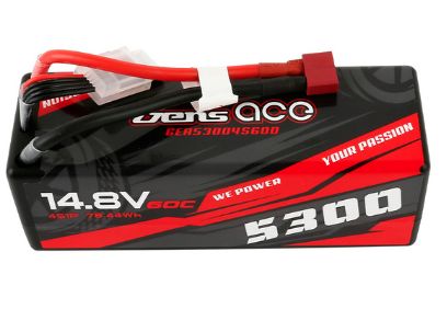 Gens Ace - 1090 - 5300mAh 4S1P 14.8V 50C LiPo Battery with Deans Plug Hard Case (138x46x50mm +/- Manufacturer's Specifications)