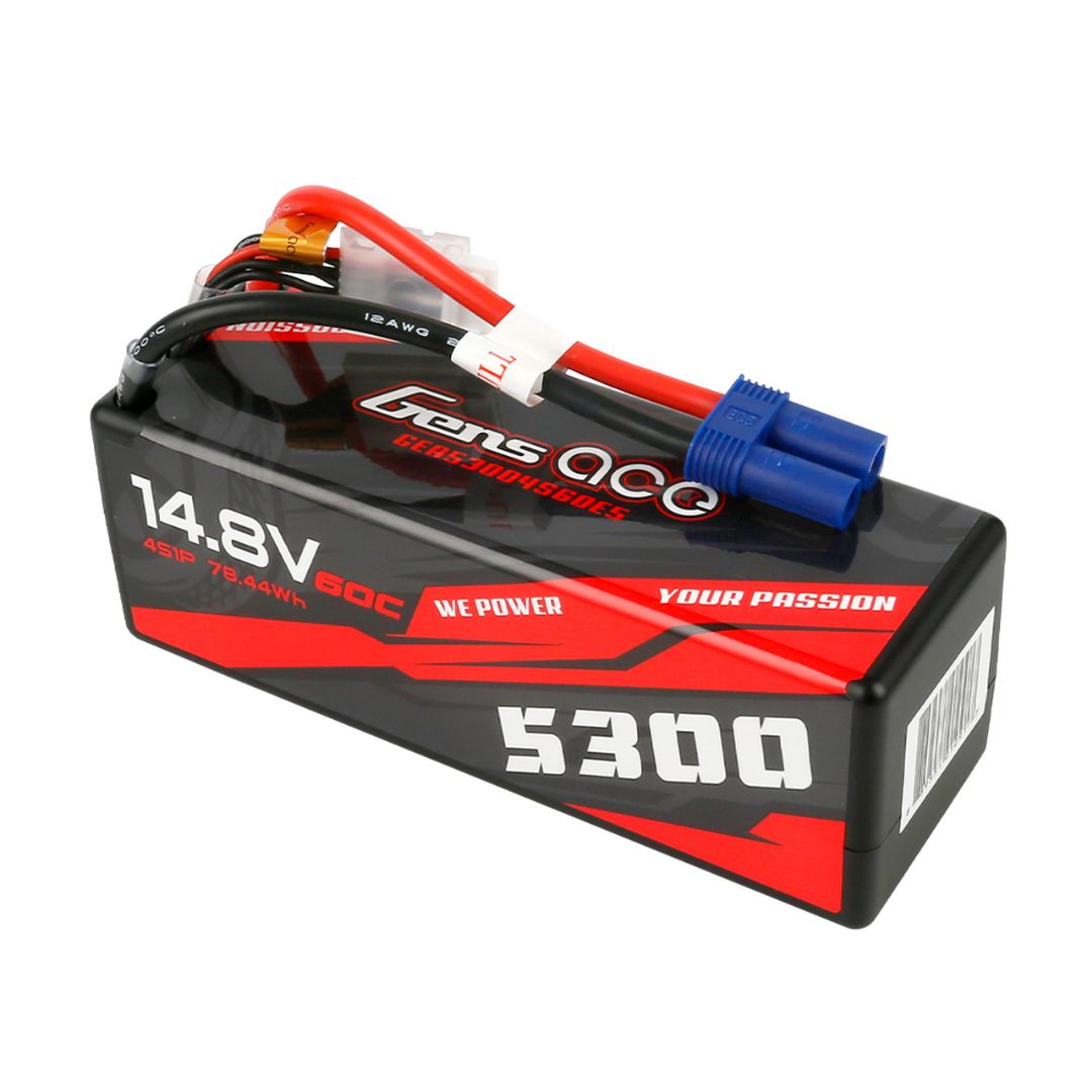 Gens Ace - 1091 - 5300mAh 14.8V 60C Hard Case LiPo Battery - EC5 Plug 138x46x50mm