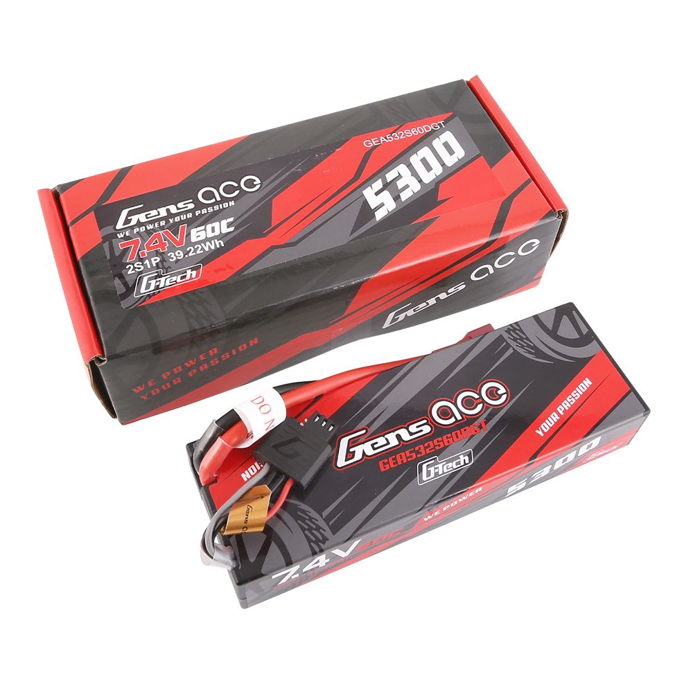 Gens Ace G-Tech 5300mAh 2S1P 7.4V 60C HardCase LiPo w/Deans Plug