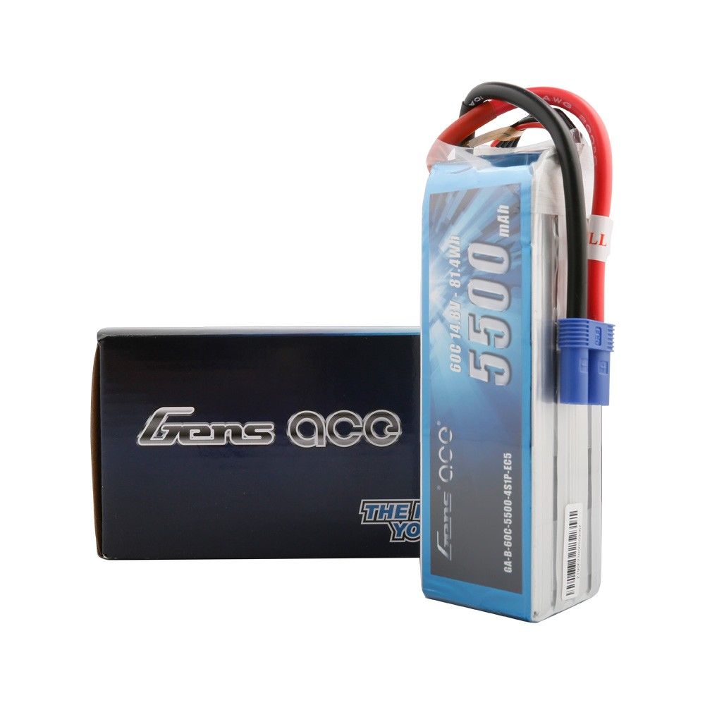 Gens Ace - 724 - 5500mAh 4S1P 14.8V 60C LiPo EC5 Plug Soft Case 135x42.5x41.5mm