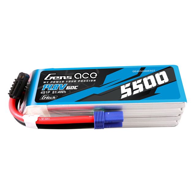Gens Ace - 1840 - G-Tech 5500mAh 14.8V 4S1P 60C LiPo Battery Pack With EC5 Plug