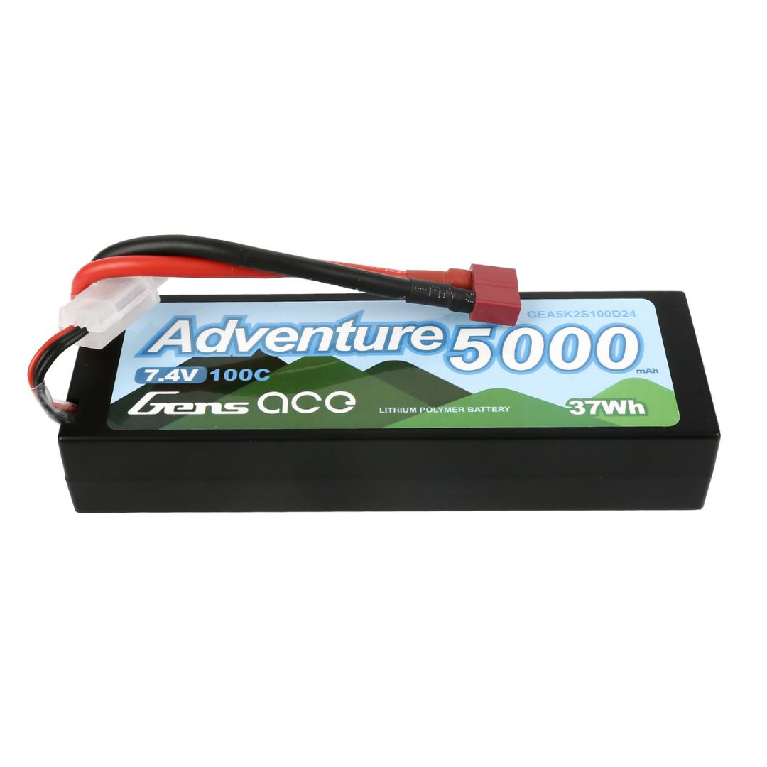 Gens Ace - 1081 - Adventure 5000mAh 7.4V 100C 2S1P Hard Case Lipo Battery Pack with Deans Plug 138x46x25mm