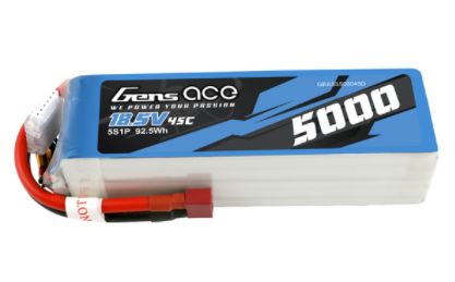 Gens Ace - 1059 - 5000mAh 45C 5S 18.5V Lipo Battery Pack With Deans Plug