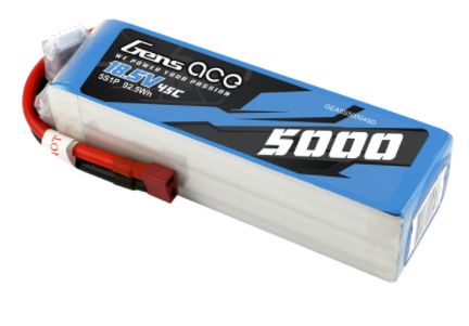 Gens Ace 5000mAh 45C 5S 18.5V Lipo Battery Pack With Deans Plug