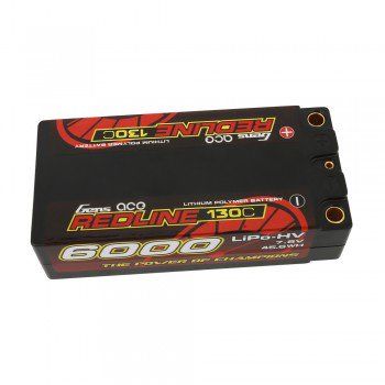 Gens Ace - 714 - 6000mAh 7.6V 130C 2S2P Hard Case HV Shorty Lipo Battery Pack with 5mm Bullet 96x46x25mm ROAR Approved