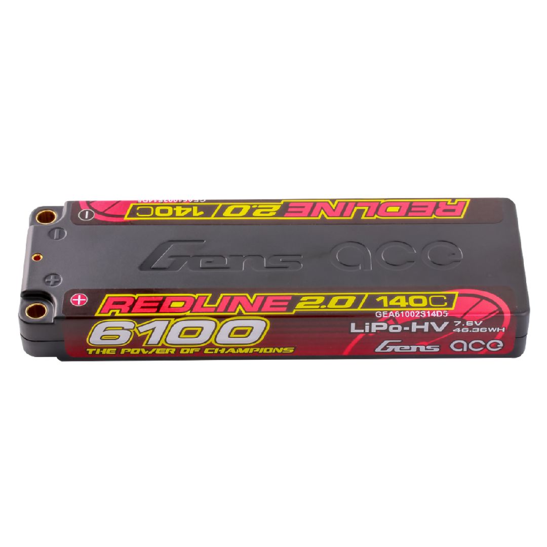 Gens Ace - 1925 - Redline 2.0 Series 6100mAh 2S1P 7.6V 140C HardCase HV Lipo Battery