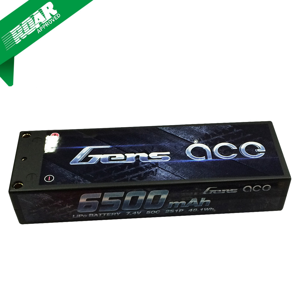 Gens Ace - 045 - 6500mAh 2S1P 7.4V 50C LiPo 4.0mm Bullets Hard Case 138x47x25mm