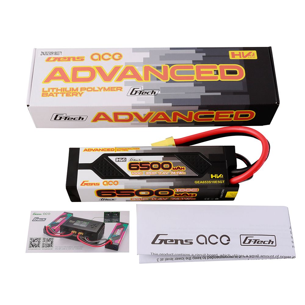 Gens Ace G-Tech Advanced 6500mAh 3S1P 100C HardCase Lipo w/EC5