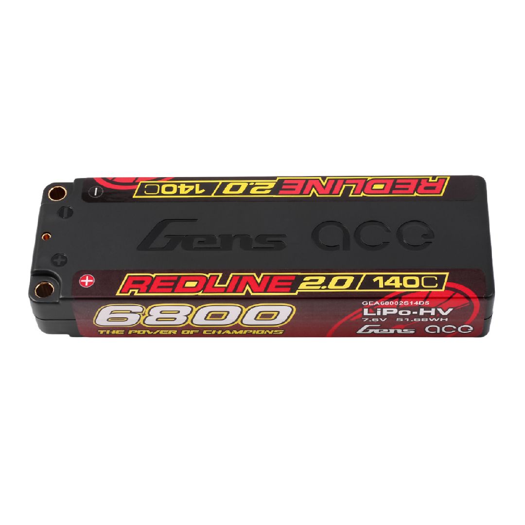 Gens Ace 6800mAh 2S 7.6V 140C HardCase Redline 2.0 Series Lipo w