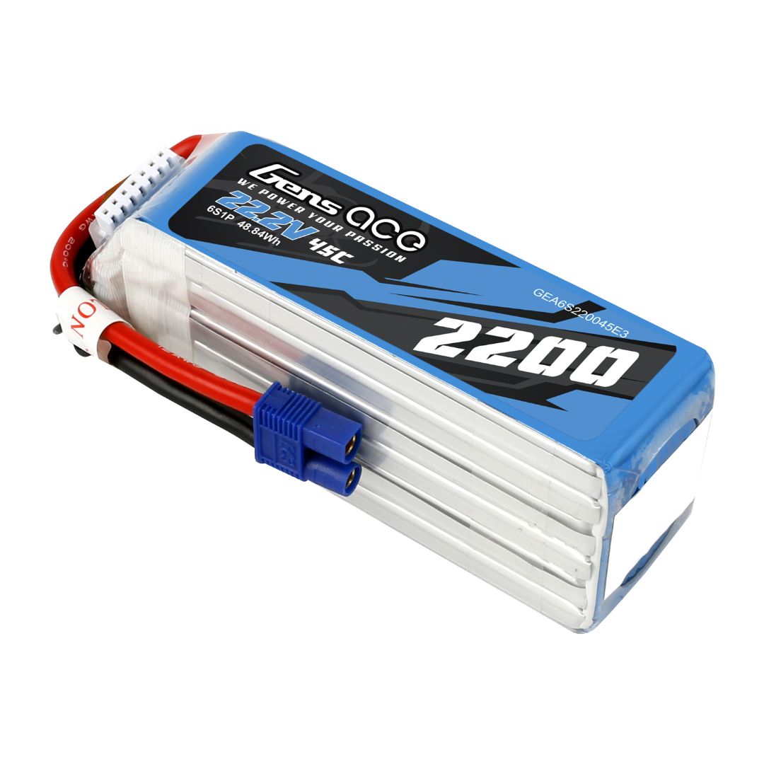 Gens Ace 6S 2200mAh 45C LiPo Battery - EC3 Plug - Click Image to Close