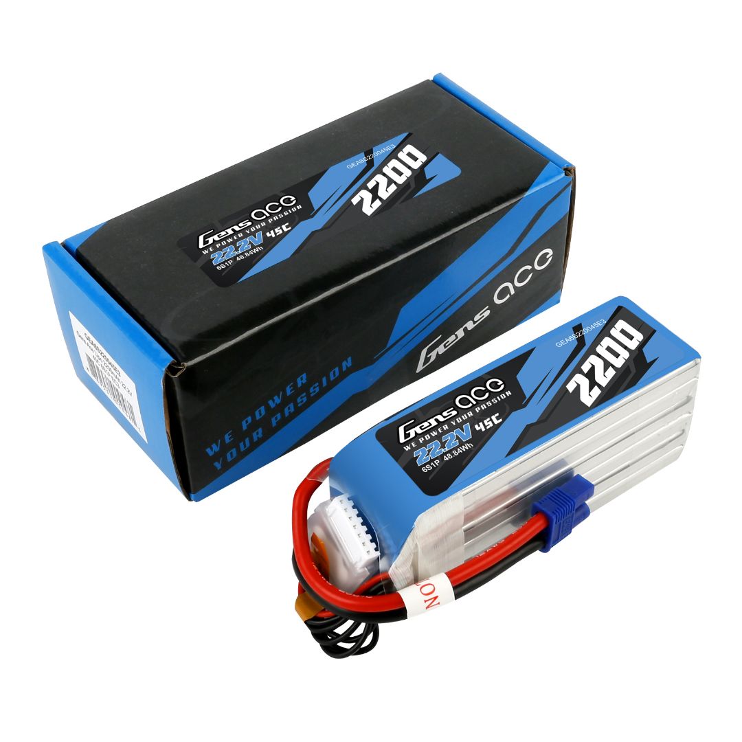 Gens Ace 6S 2200mAh 45C LiPo Battery - EC3 Plug - Click Image to Close