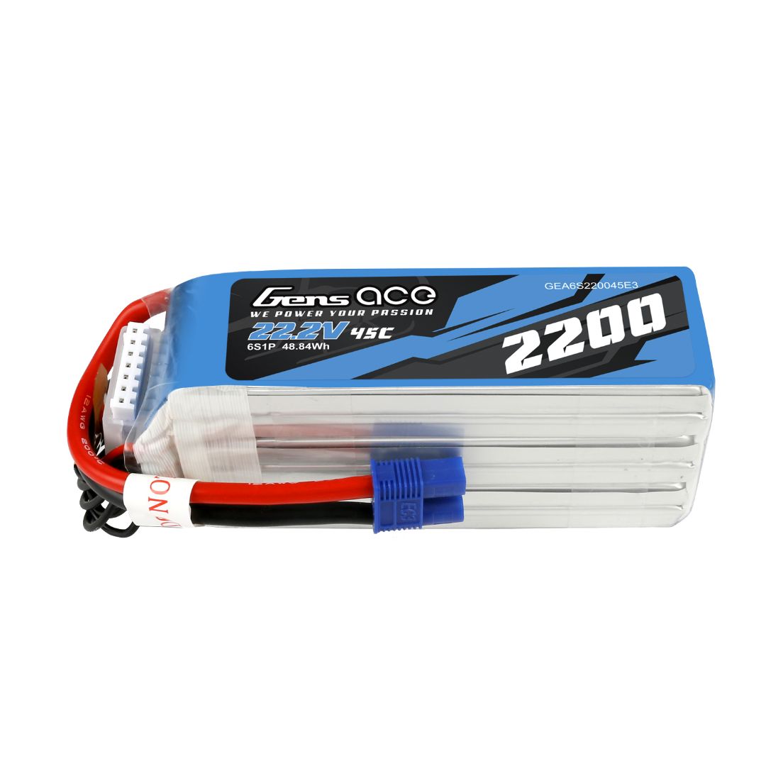 Gens Ace 6S 2200mAh 45C LiPo Battery - EC3 Plug