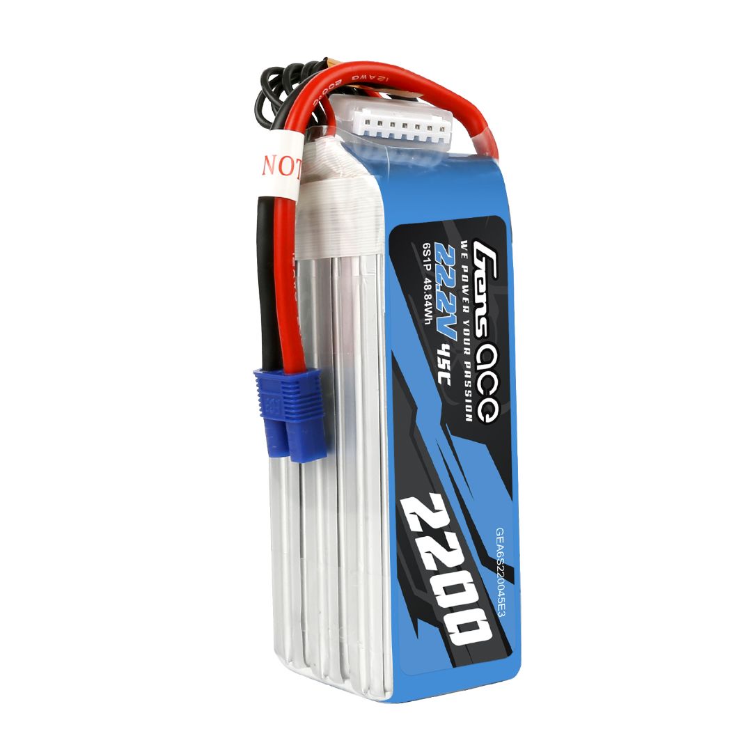 Gens Ace 6S 2200mAh 45C LiPo Battery - EC3 Plug - Click Image to Close